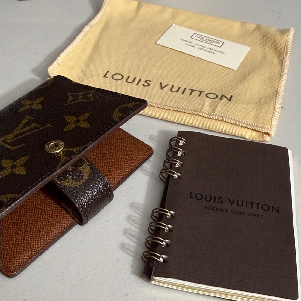 Louis Vuitton Brown Monogram Card Holder mini agenda gold foil spiral - Picture 7 of 9